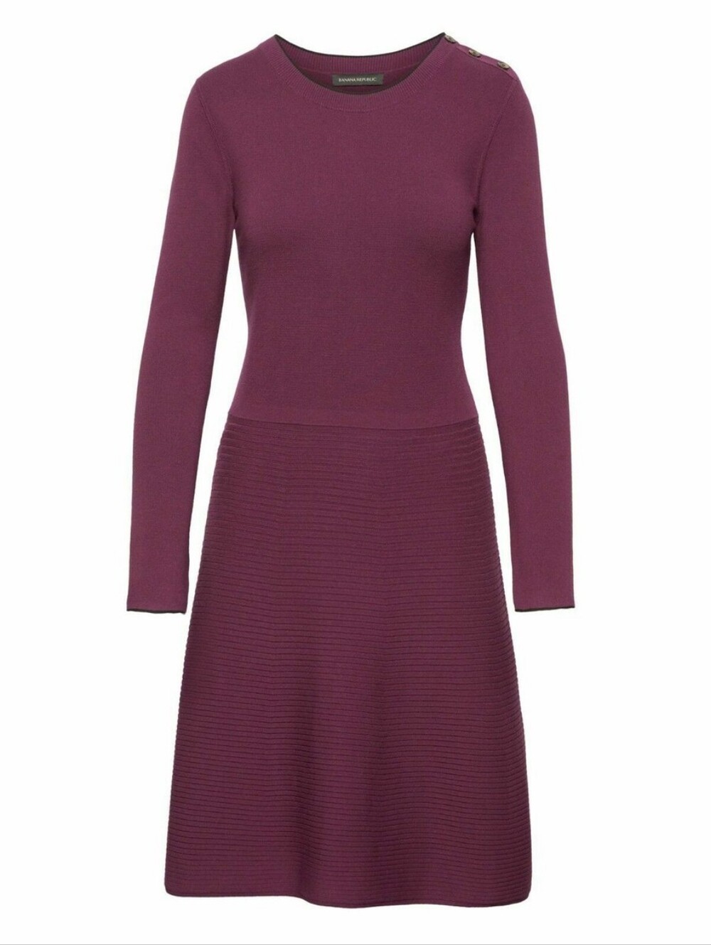 Banana Republic Plum Long-Sleeve Knit Dress